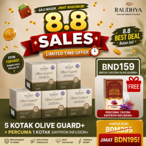 PAKEJ PREMIUM (PAKEJ 8.8 ) 5 KOTAK + X1 FREE SAFFRON TEA UAH